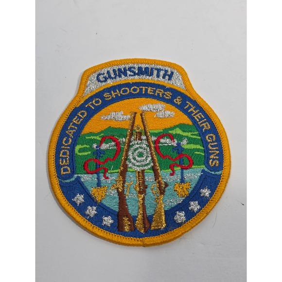 Other - Vintage Gunsmith Patch Dedicated To Shooters 4.5in Yellow Blue 70s Workwear Vibe